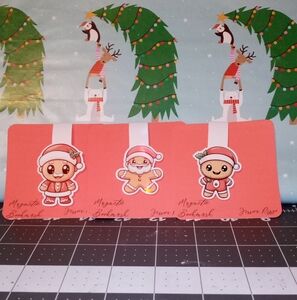 Handmade Cute Christmas Santa Magnetic Bookmarks Set Of Three